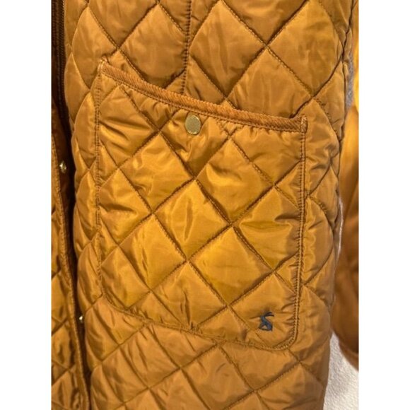 EUC Joules Chatham Womens Quilted Rust Longline Coat W/ Hood & Pockets US 12 - Picture 6 of 15